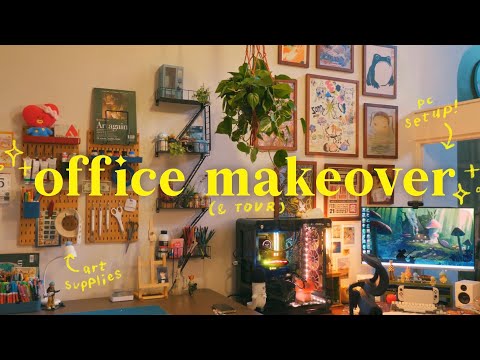 my home office makeover  ᯓ★ art supplies, pc setup, desk organization, & cozy aesthetics