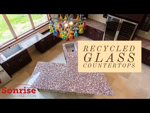 Vetrazzo Ruby Red-recycled glass countertops. Installation