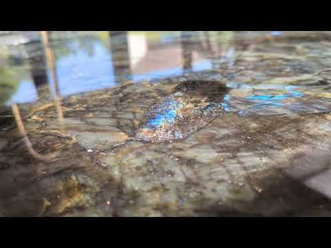 Labradorite countertop in the summer sun