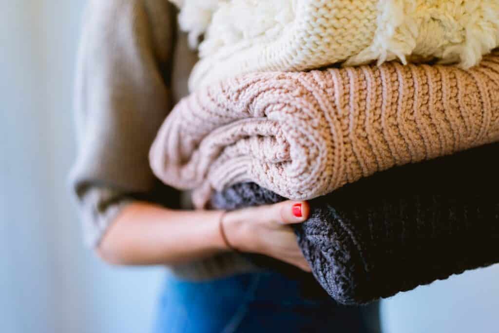 Woman holding laundry