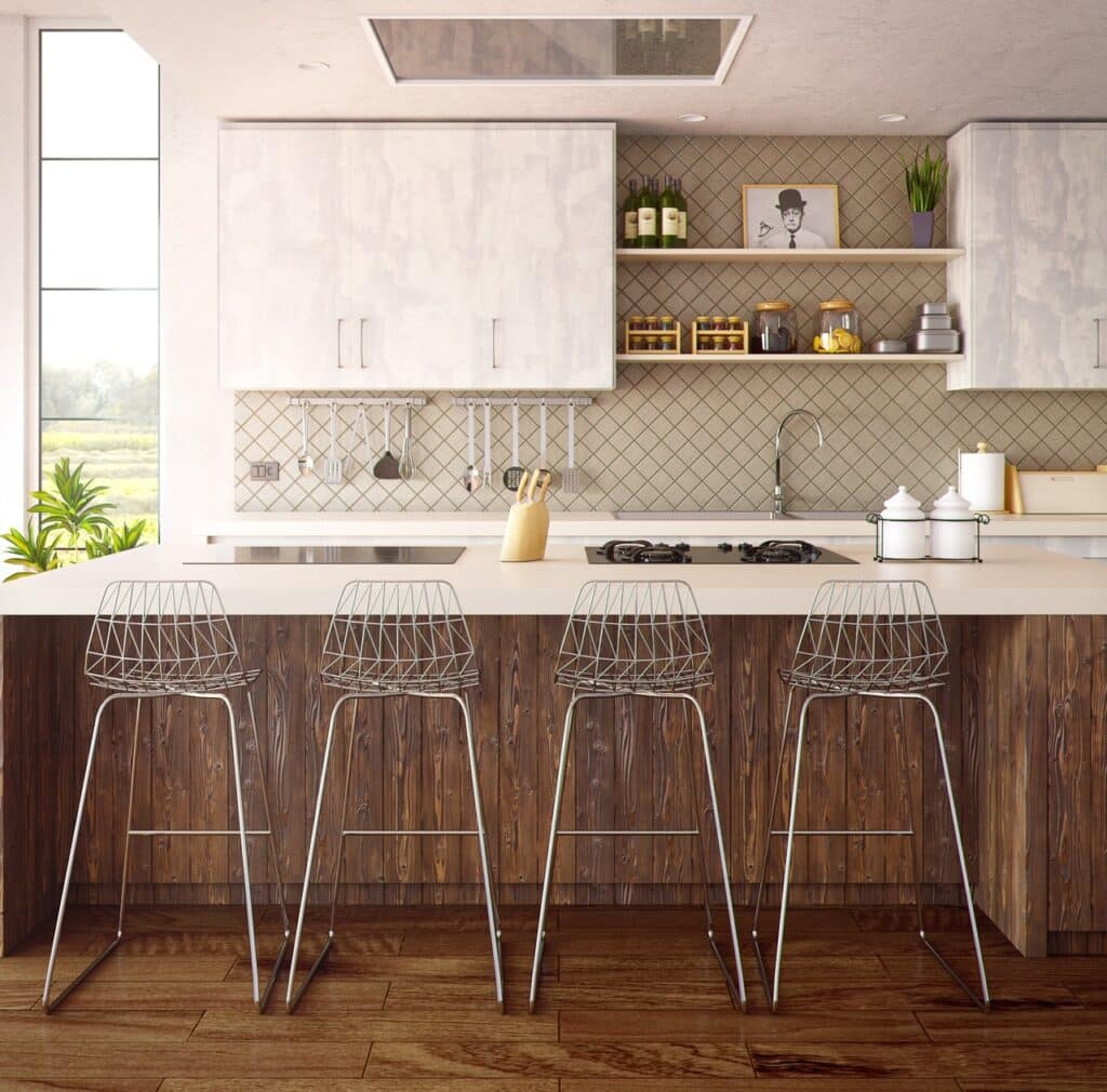 Laminate backsplash in a kitchen