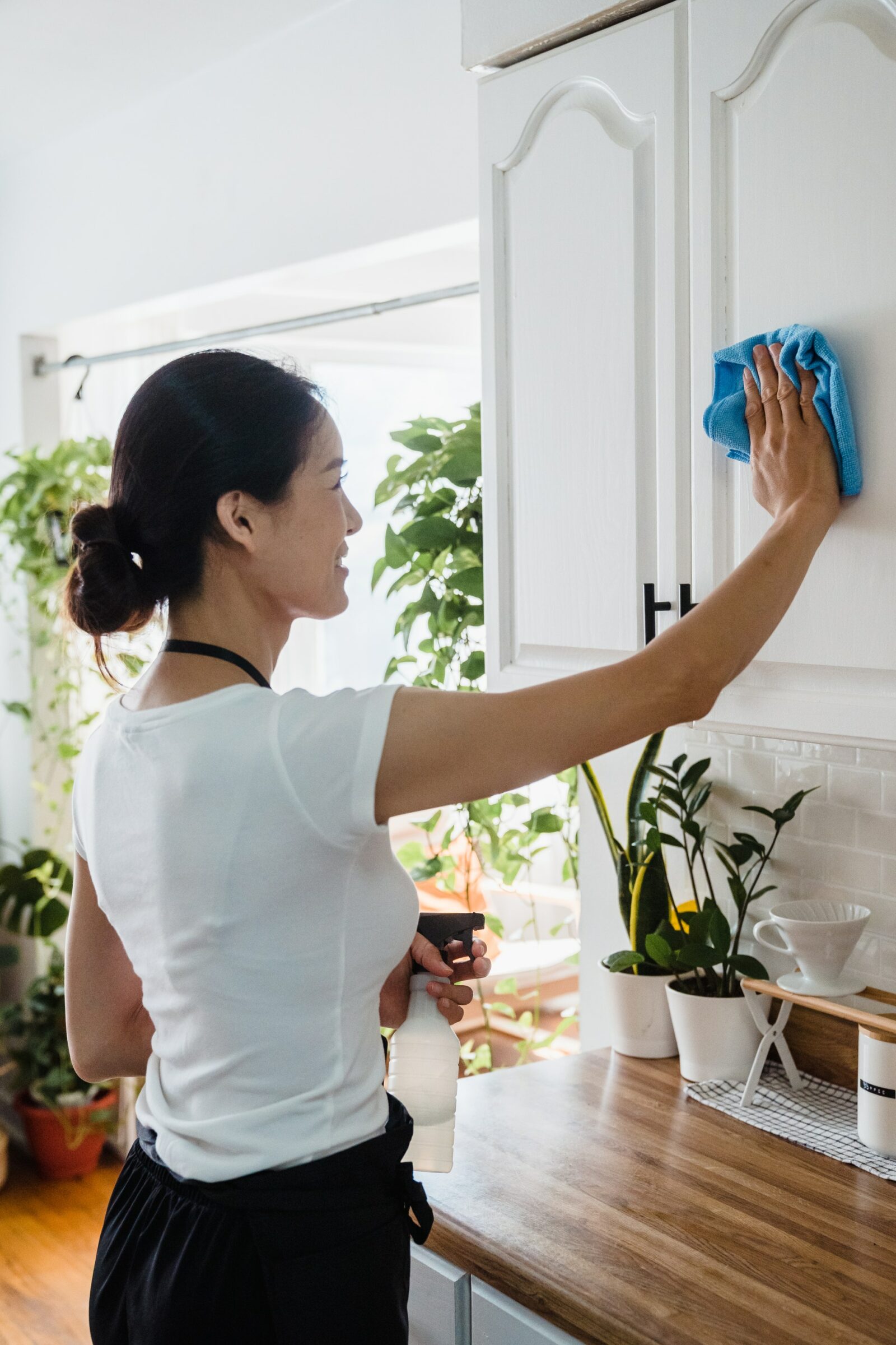 cleaning kitchen cabinets