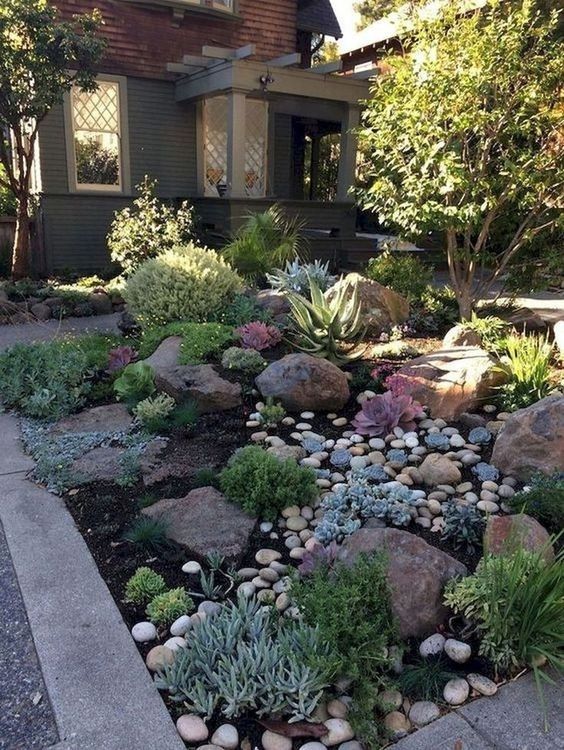 front yard landscaping ideas with rocks and mulch