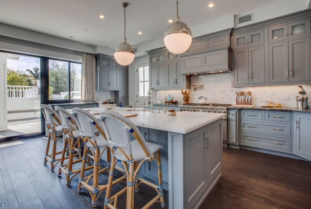 blue kitchen cabinets