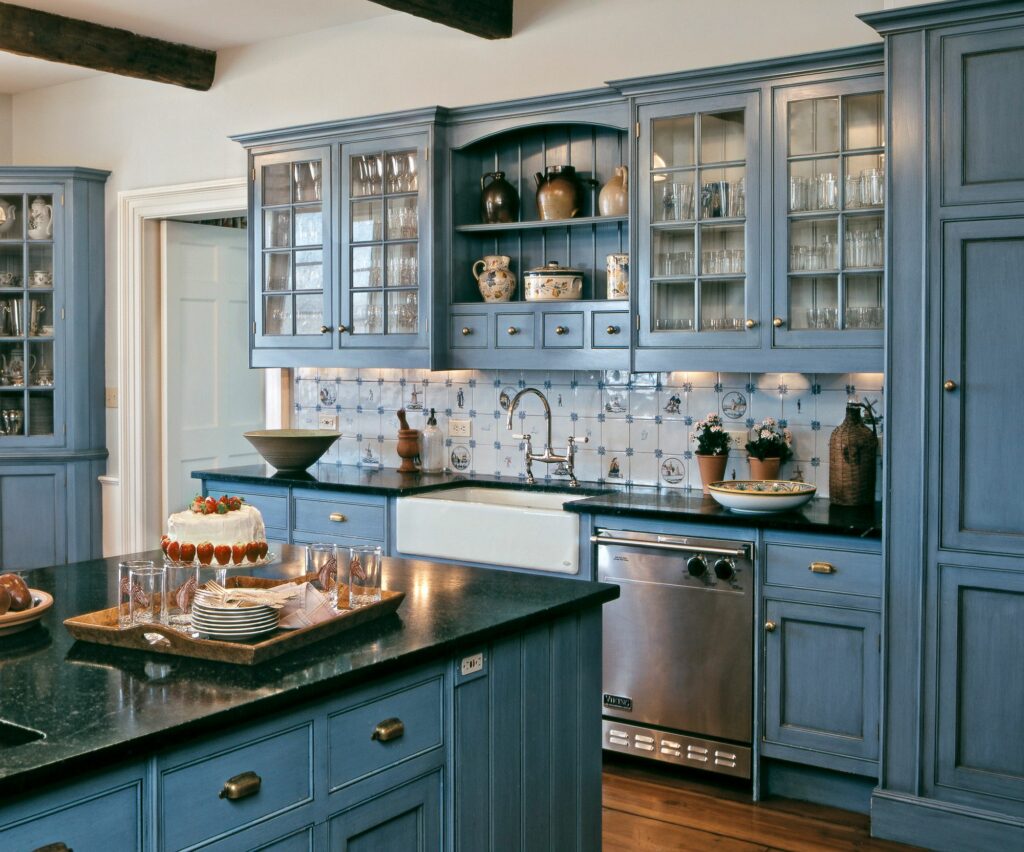 blue kitchen cabinets