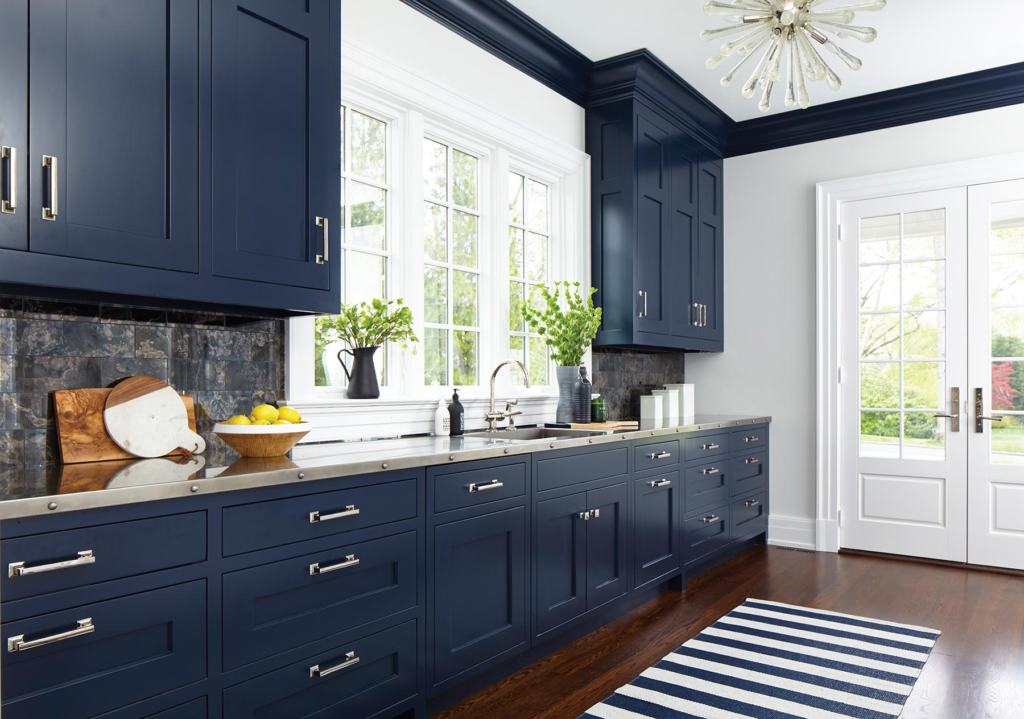 blue kitchen cabinets