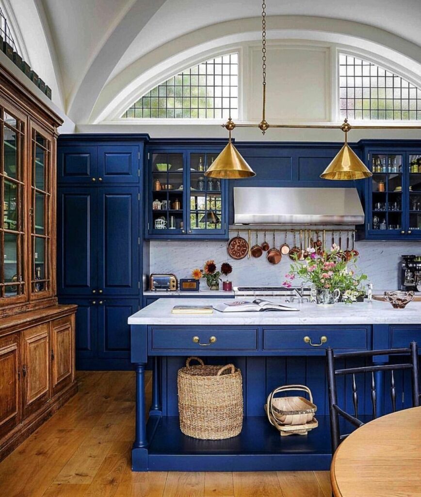 blue kitchen cabinets