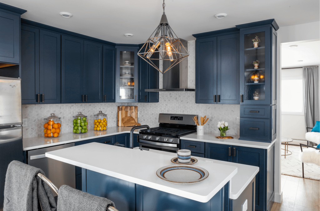 blue kitchen cabinets