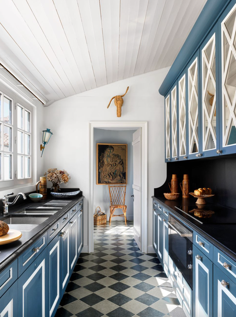 blue kitchen cabinets