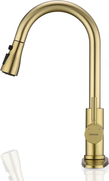 Choose The Best Brass Kitchen Faucet From Our Favorites   Brushed Brass Kitchen Faucet 370x612 