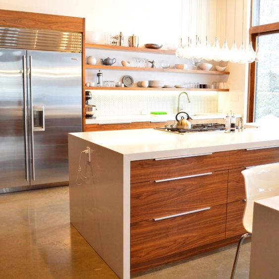 walnut kitchen cabinet