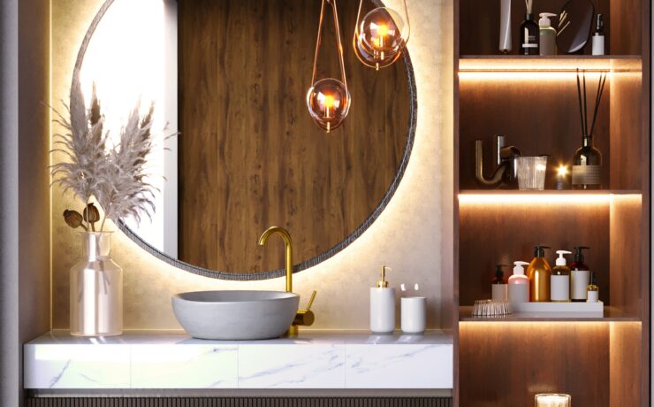 how to decorate bathroom shelves