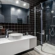 modern small black bathroom