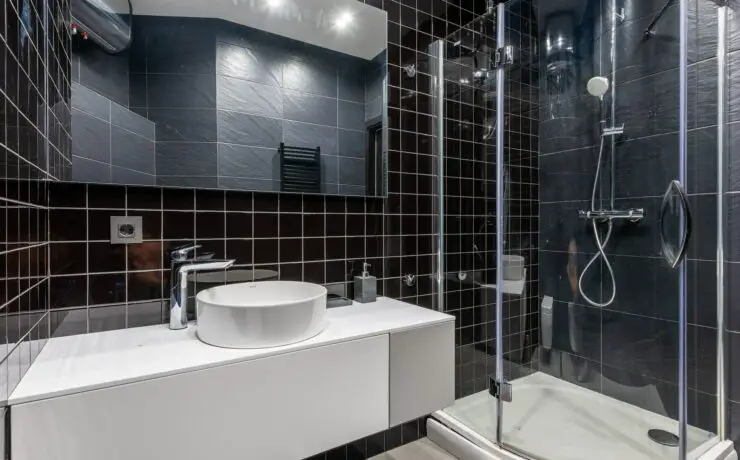 modern small black bathroom