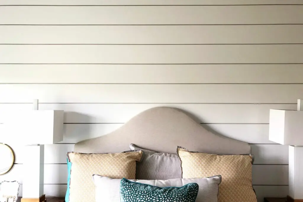 shiplap master bedroom accent wall