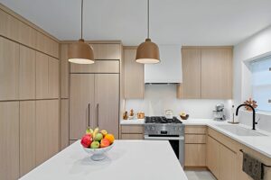 white stained oak cabinets