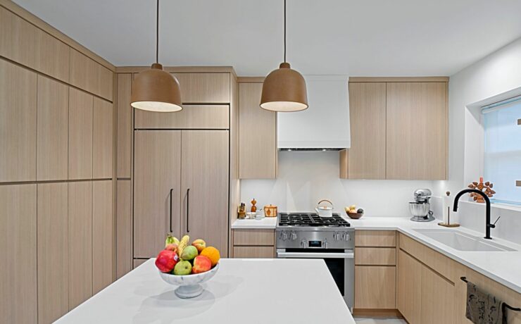 white stained oak cabinets