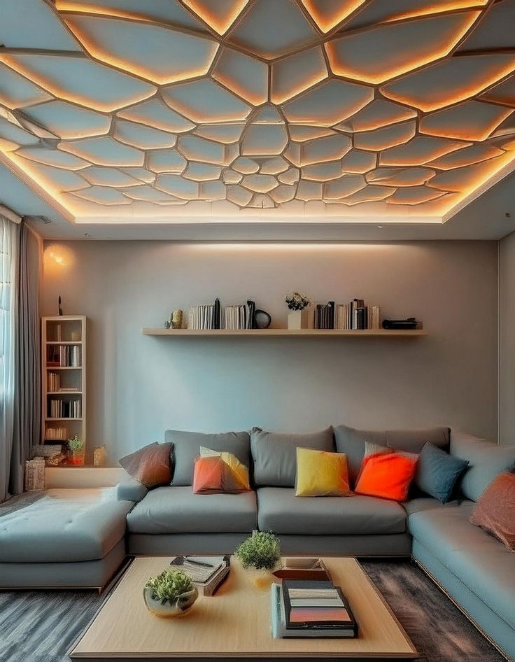 false ceiling geometric pattern