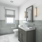rectangular master bathroom layout
