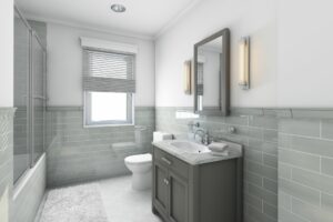 rectangular master bathroom layout