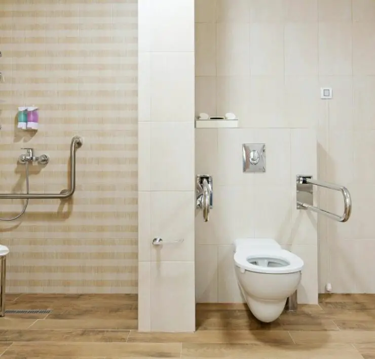 residential ada bathroom layout with shower