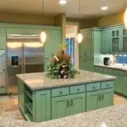 rustic sage green kitchen cabinets