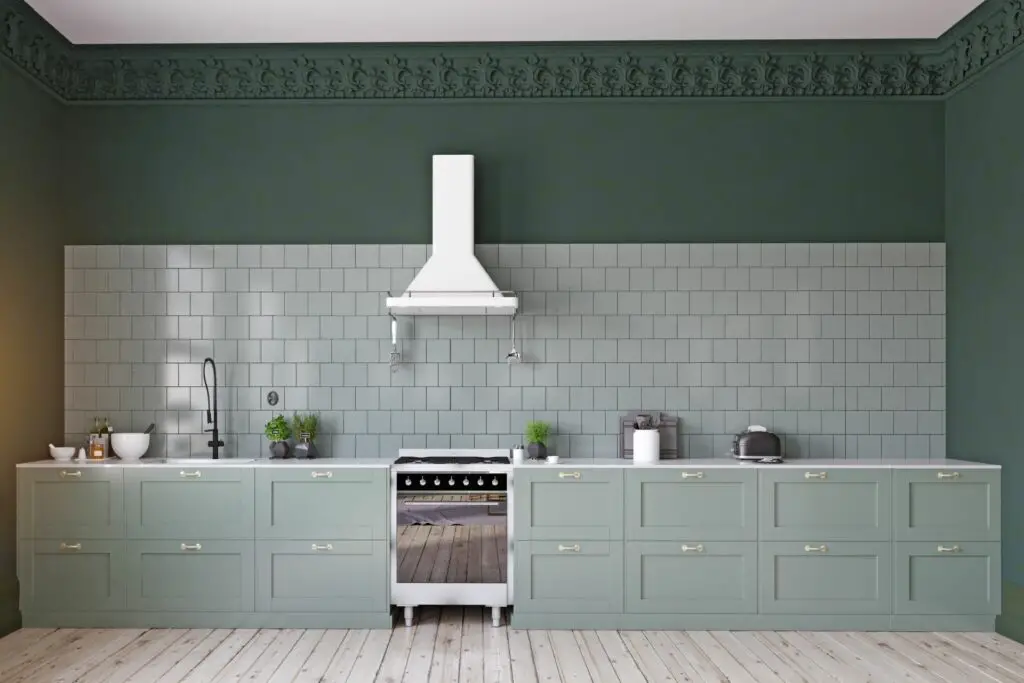 sage green shaker kitchen cabinets