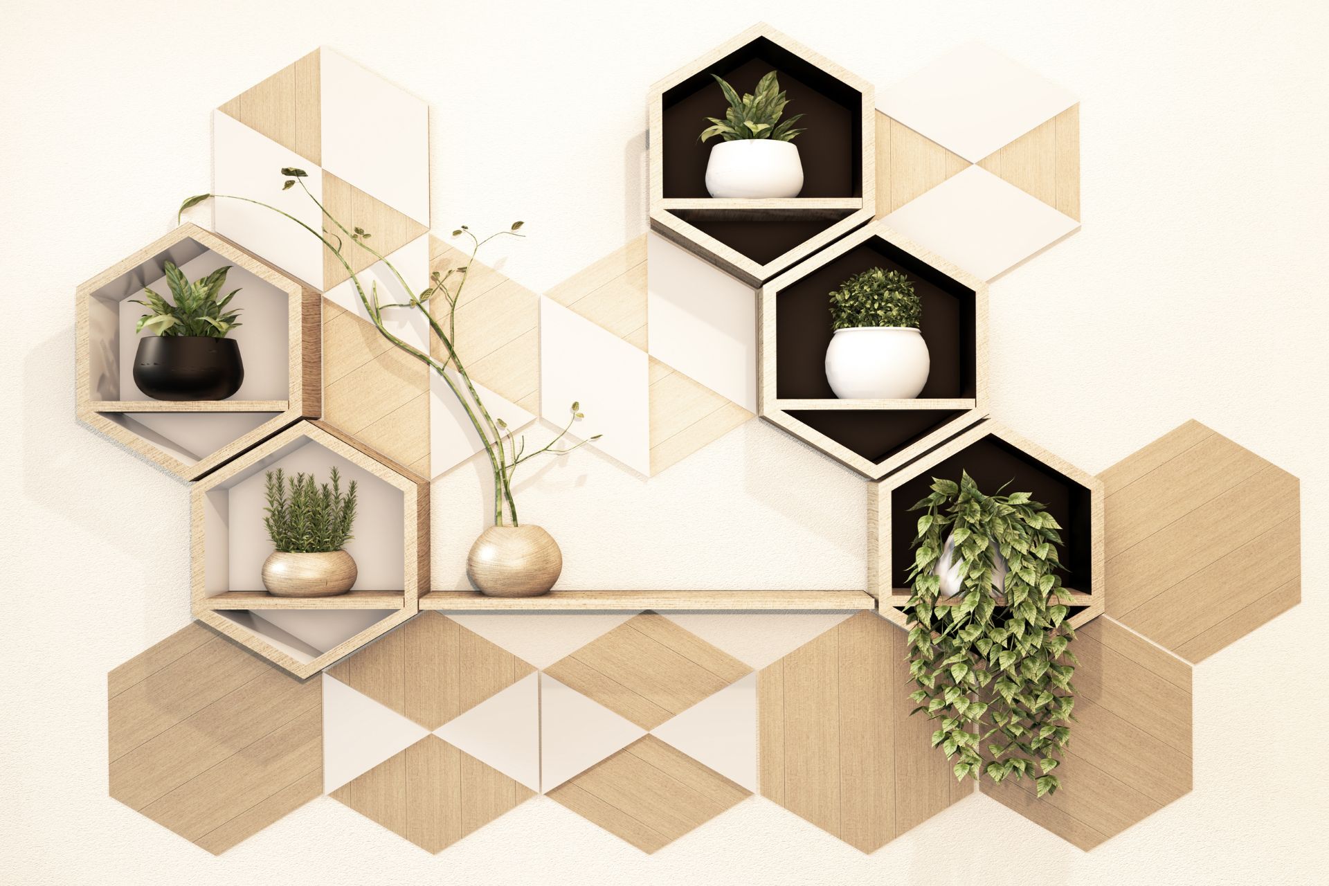 floating shelf design ideas - geometric
