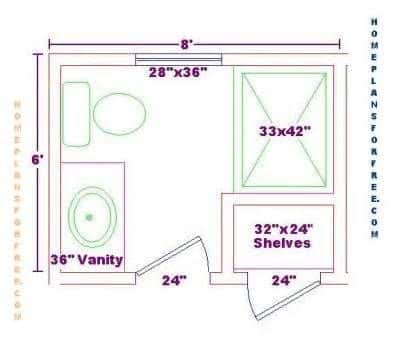 6x8 bathroom layout
