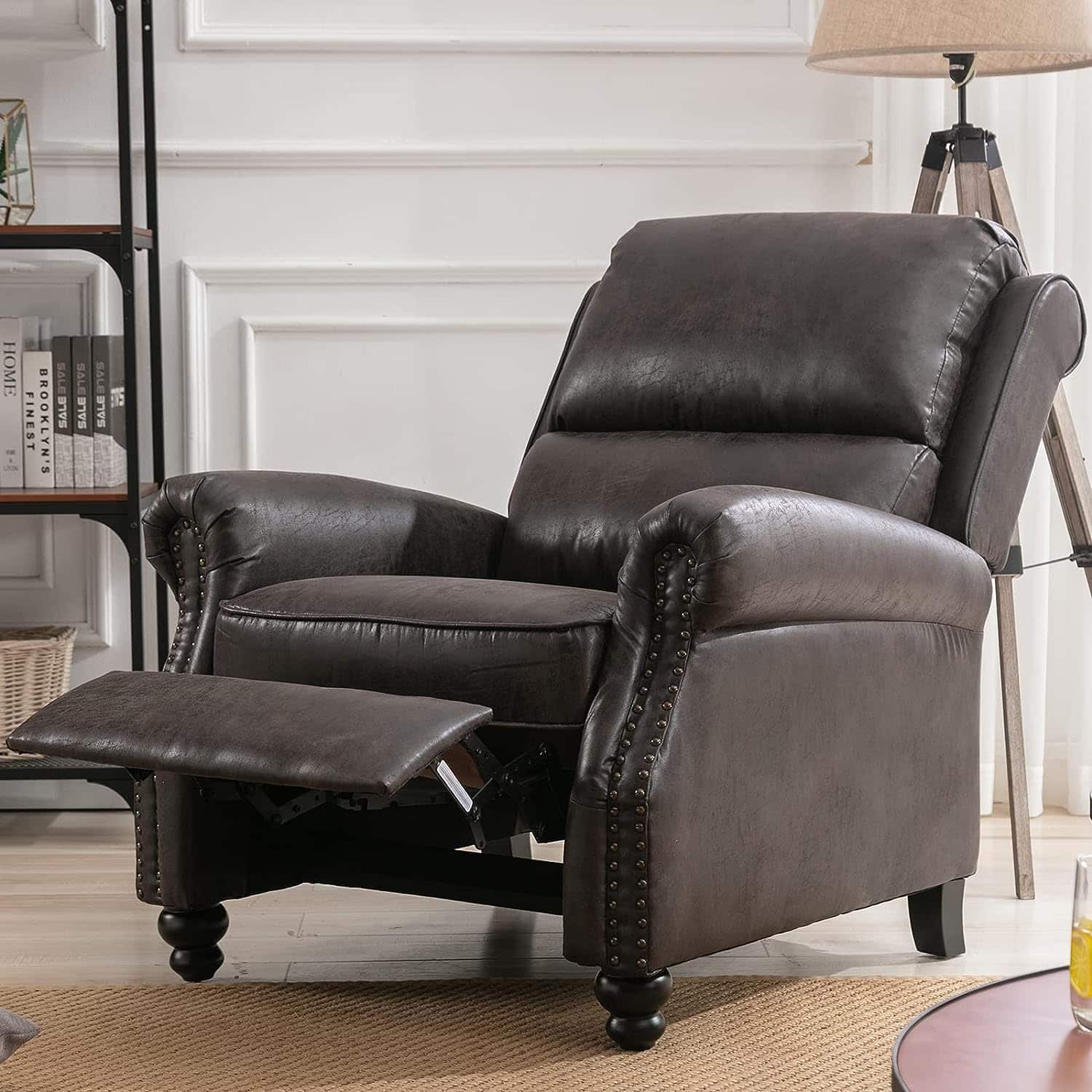 dark gray leather recliner