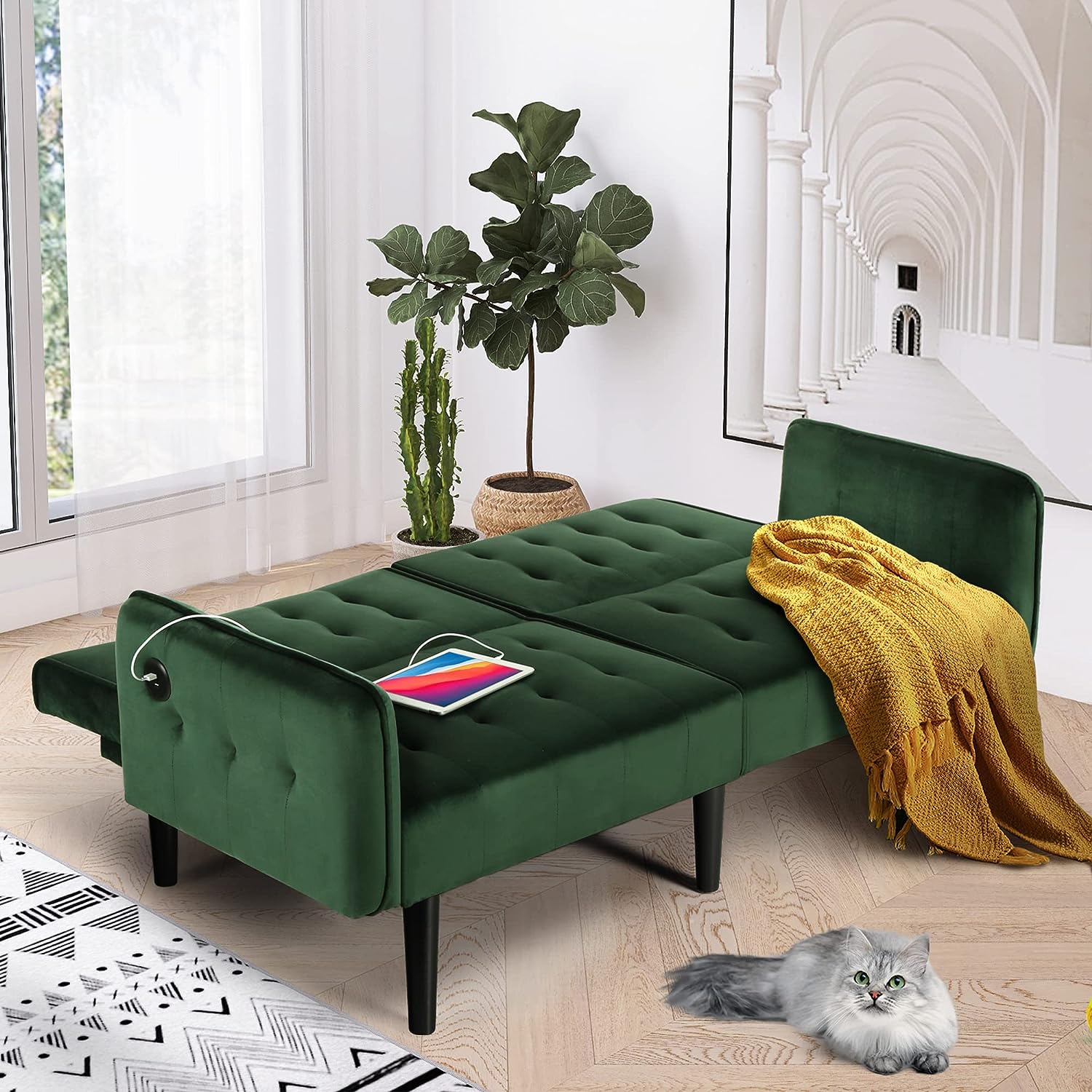 green living room couch reclining convertible