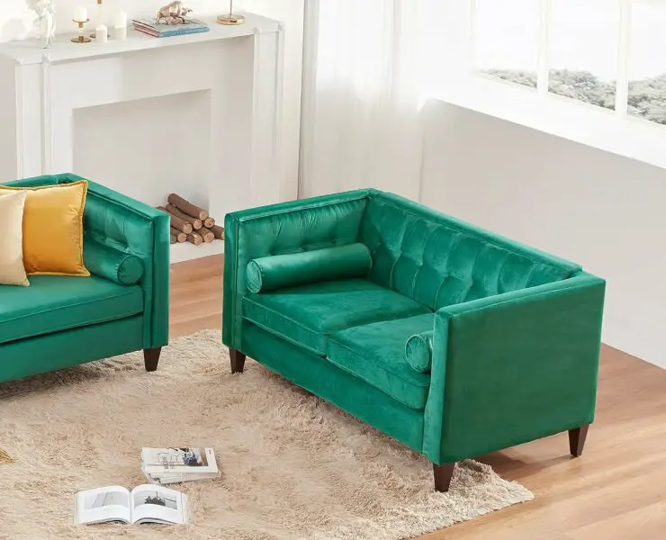 green couch living room