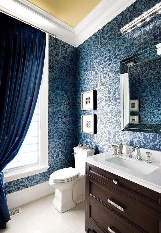 bathroom damask wallpaper