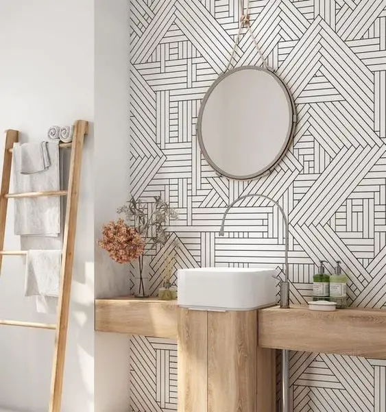 geometric bathroom wallpaper