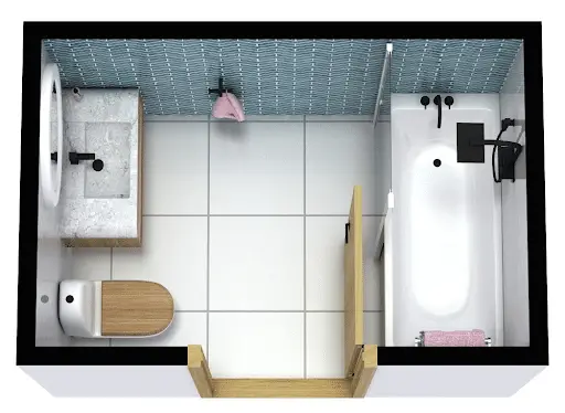 narrow small bathroom layout