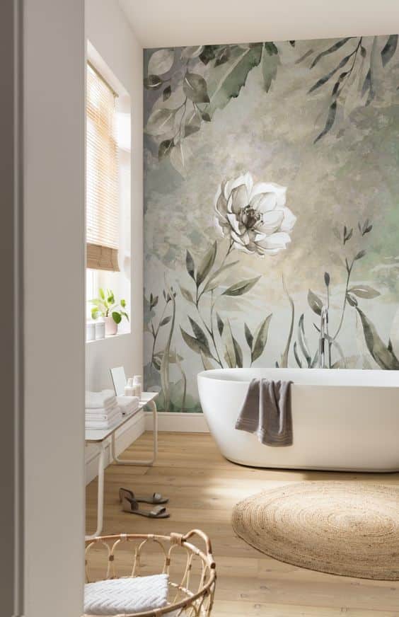 nature inspired bathroom wallpaper
