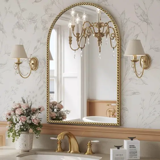 ornate bathroom mirrors with scones