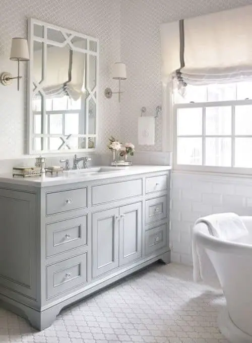 white and grey classic bathroom