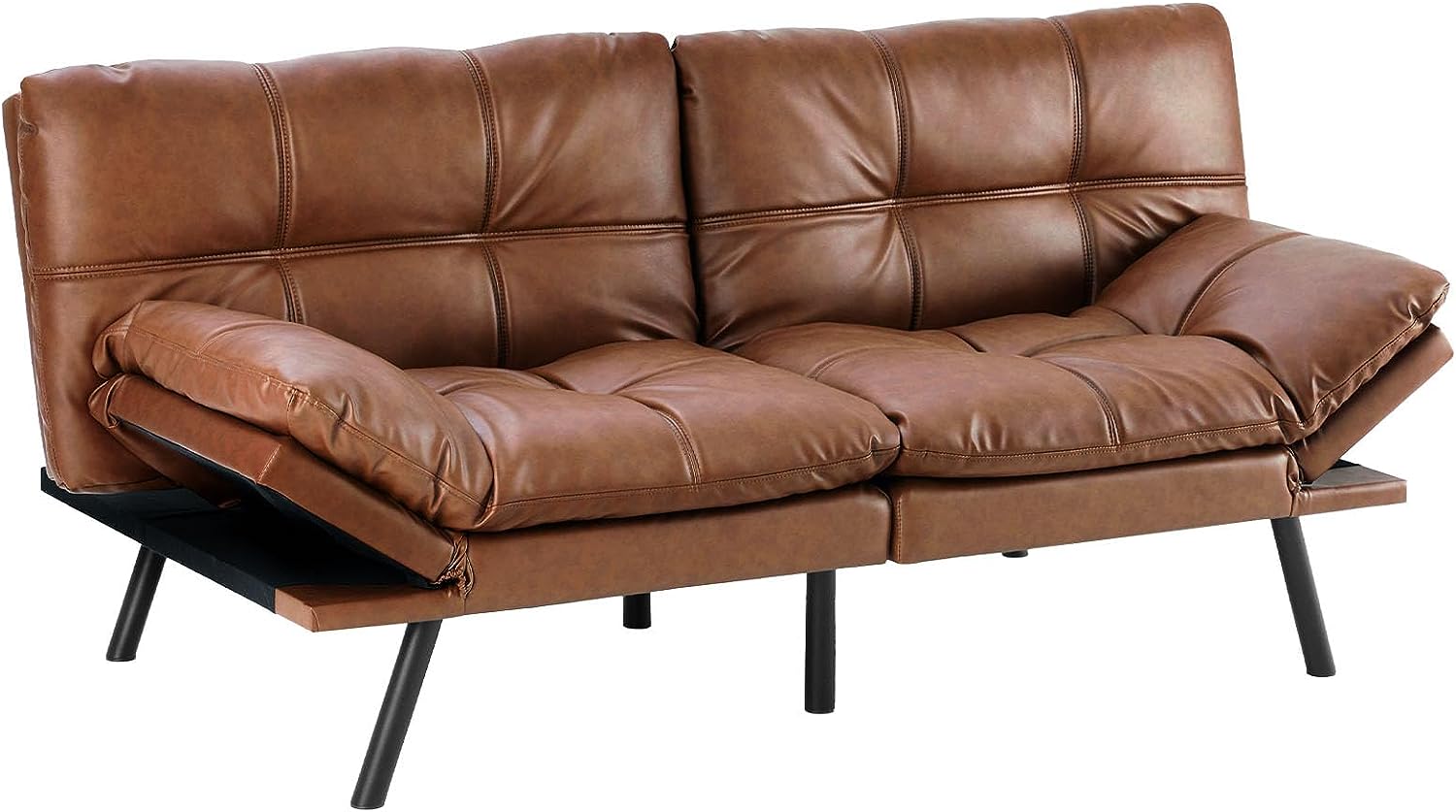 brown futon memory foam small living room sofa