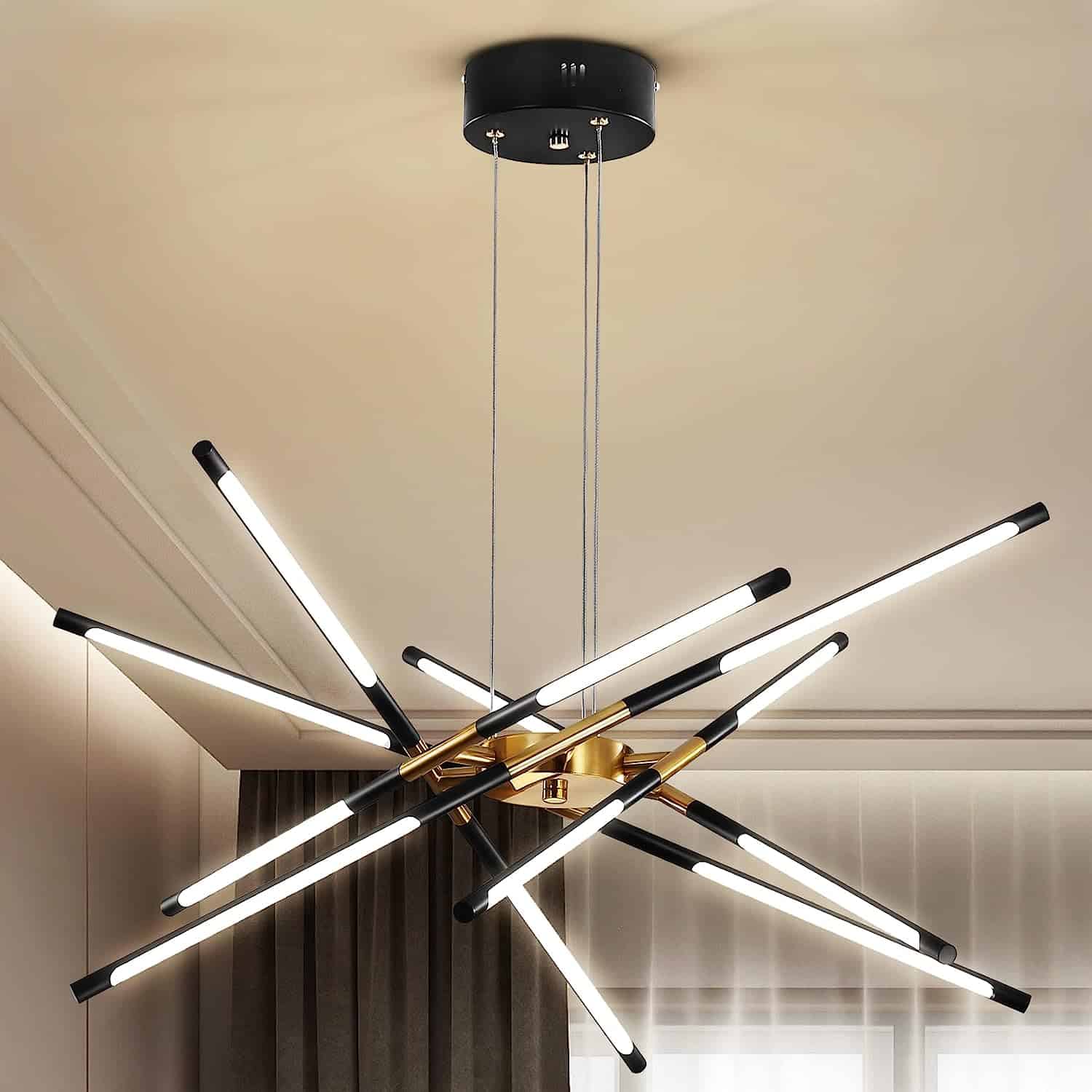 dimmable black modern chandeliers for living room