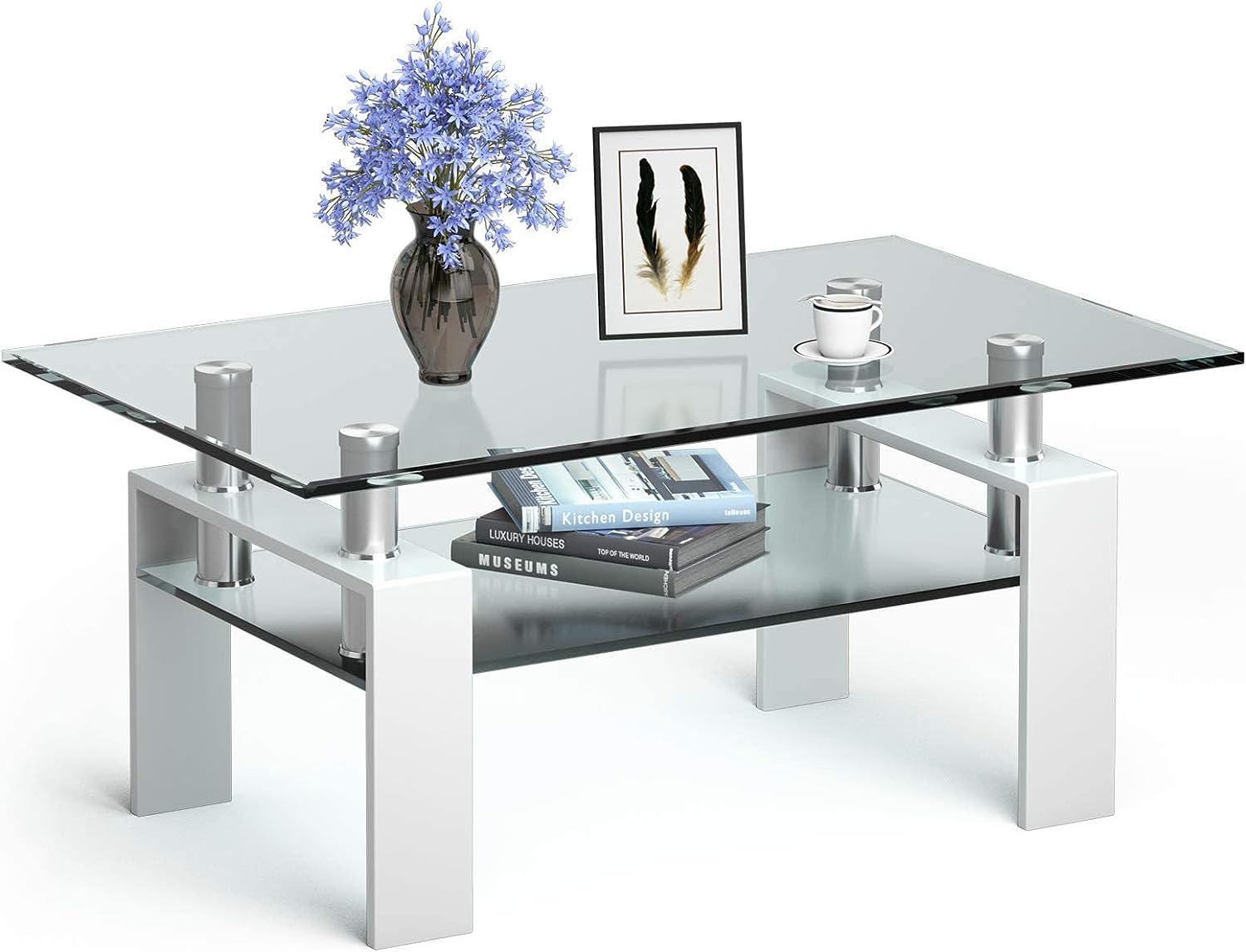 modern glass coffee table for living room white