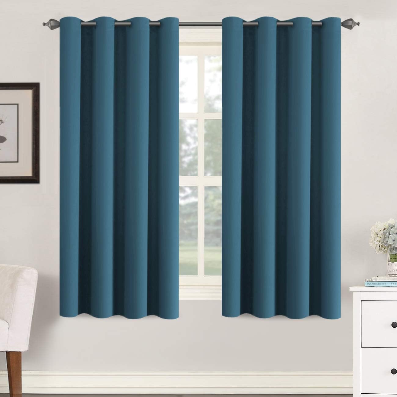 teal curtains living room