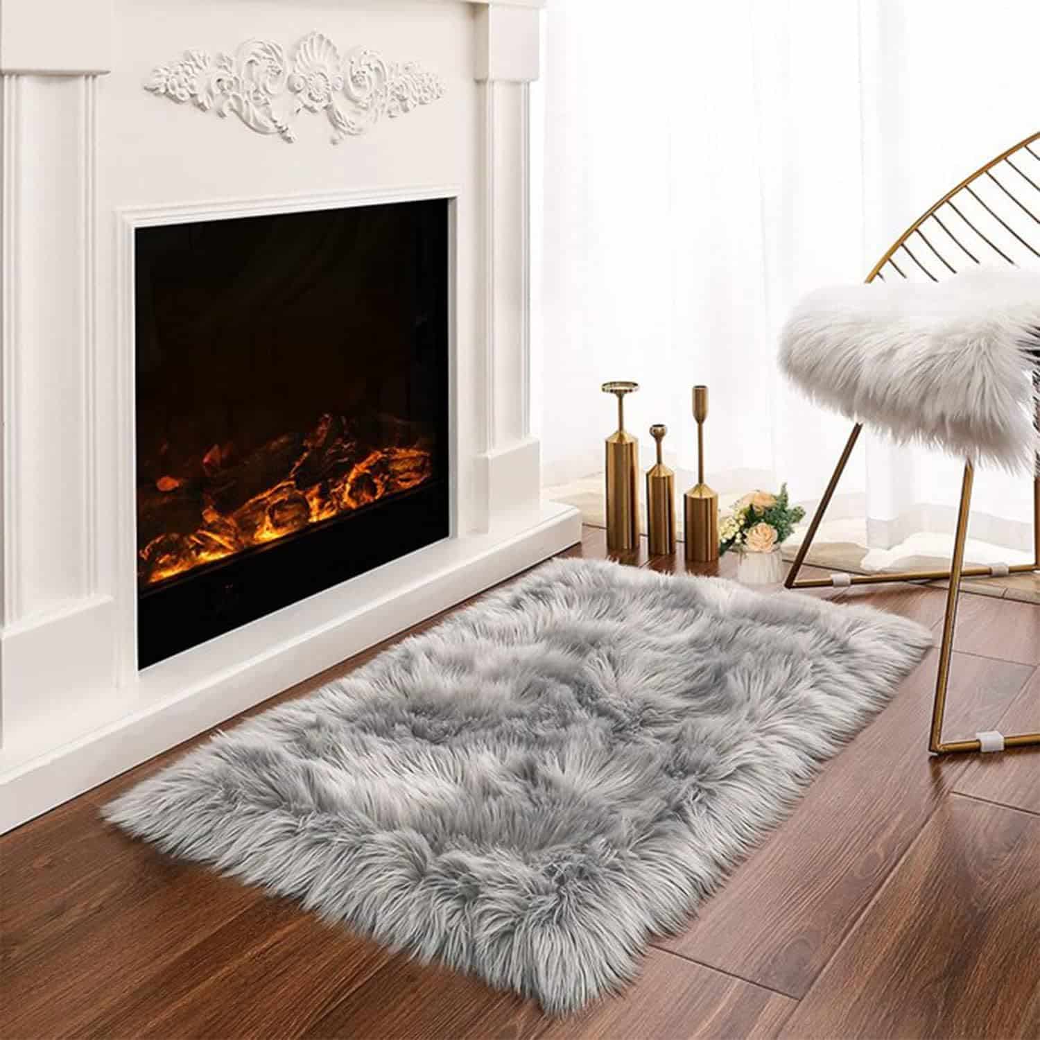shaggy rugs living room gray