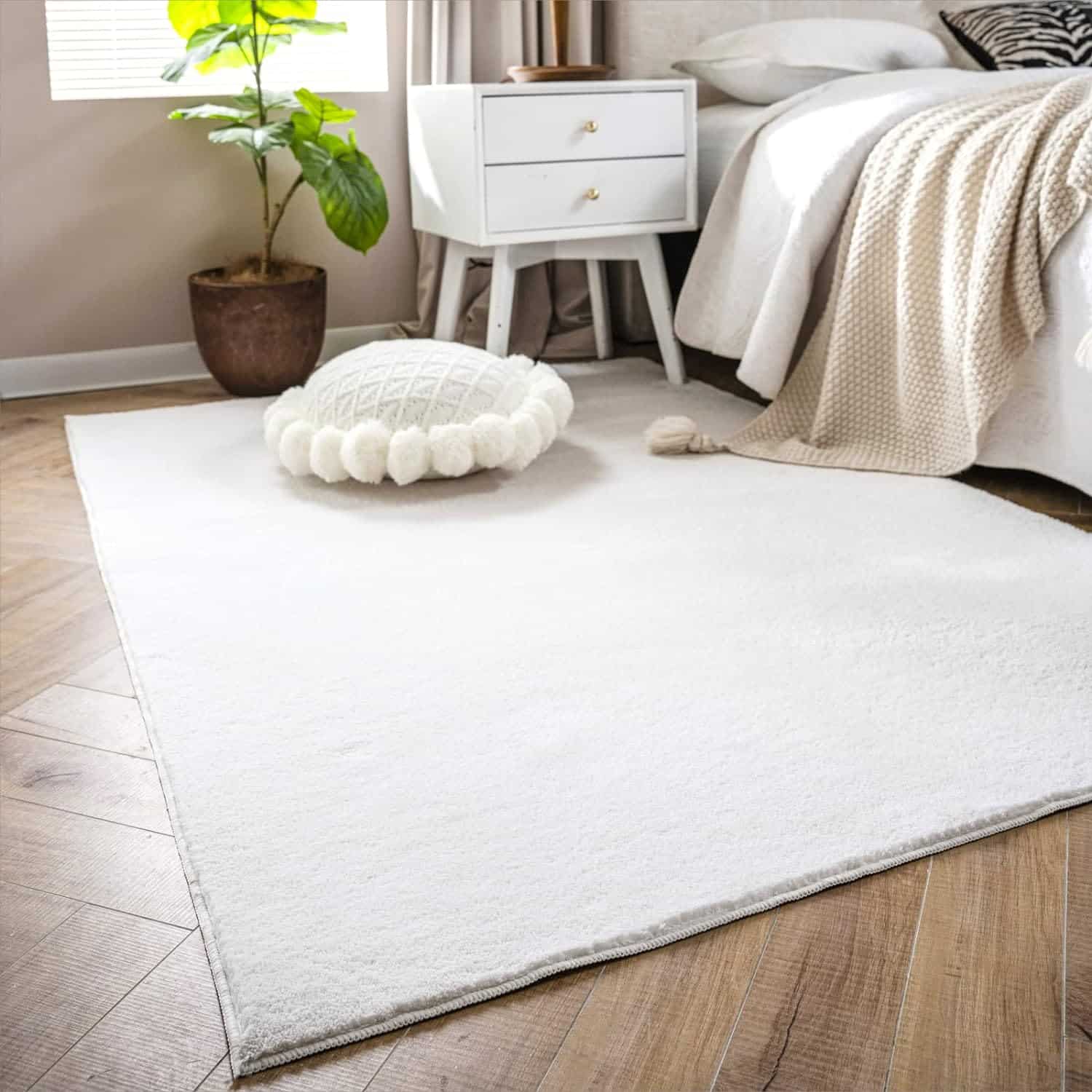 washable white rug living room