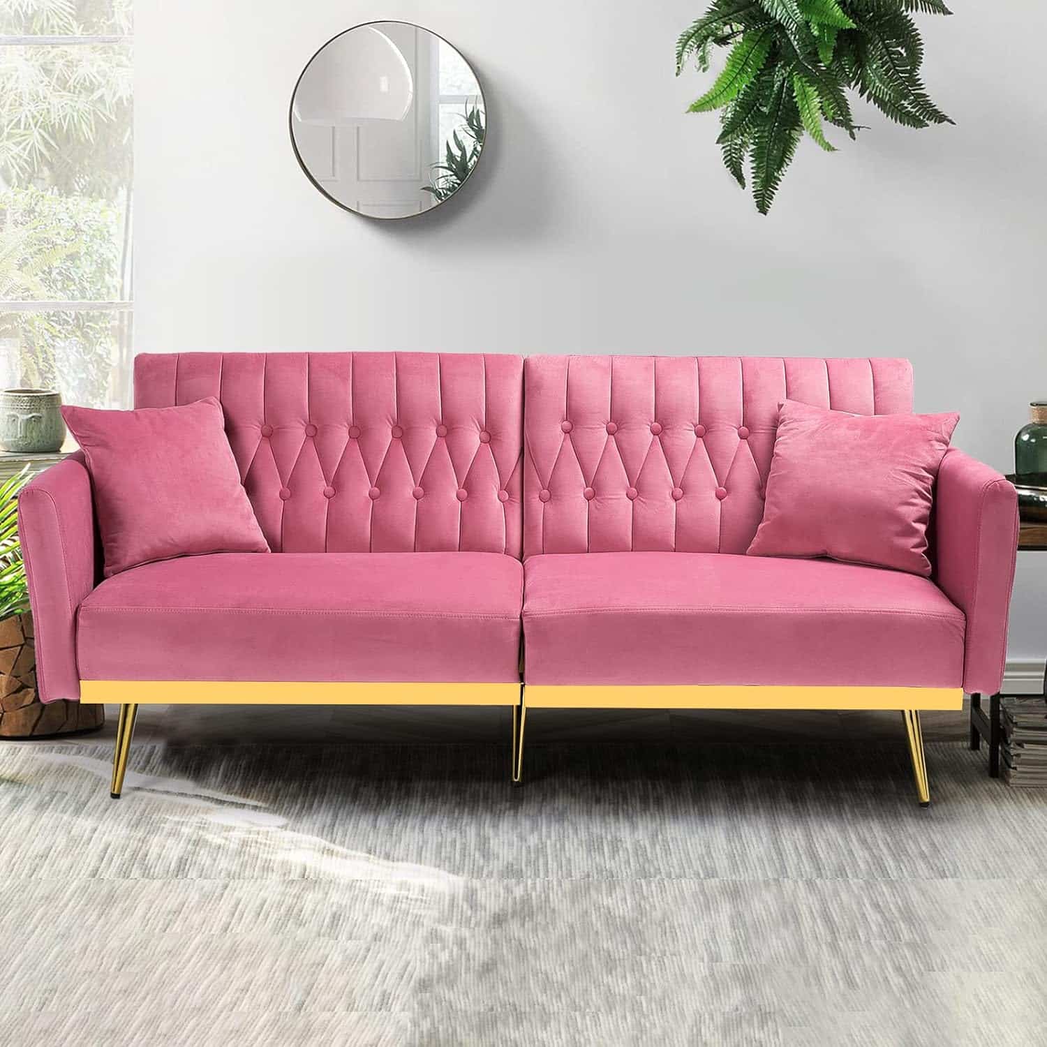 pink couches living room