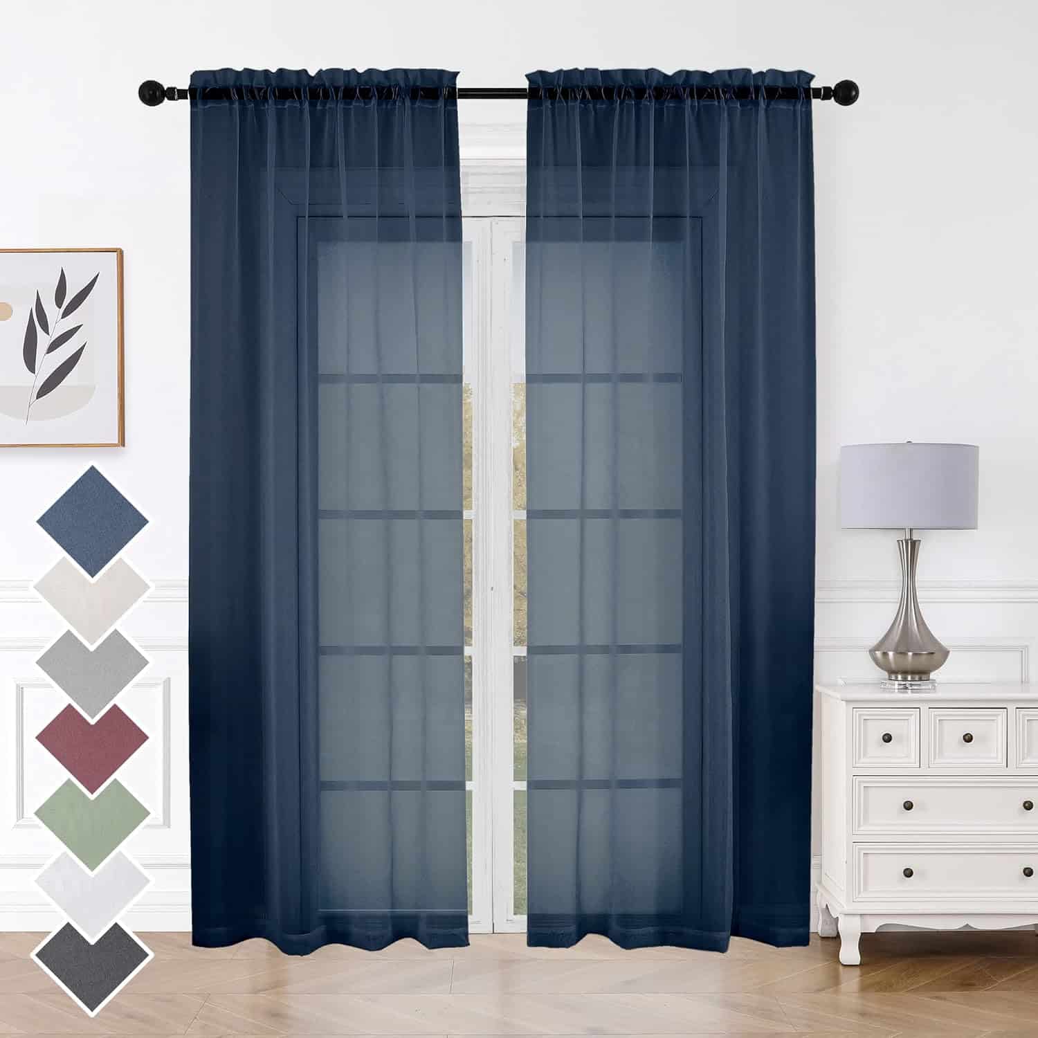 sheer navy blue curtains for living room
