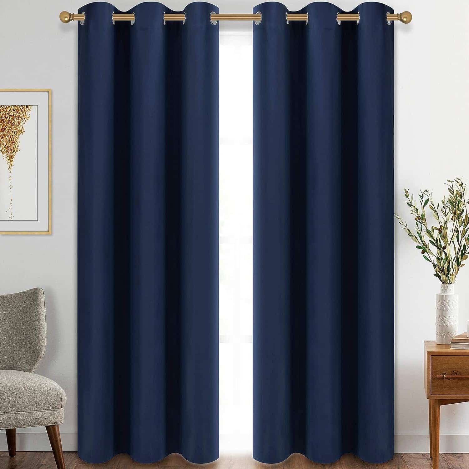 navy blue blackout curtains living room