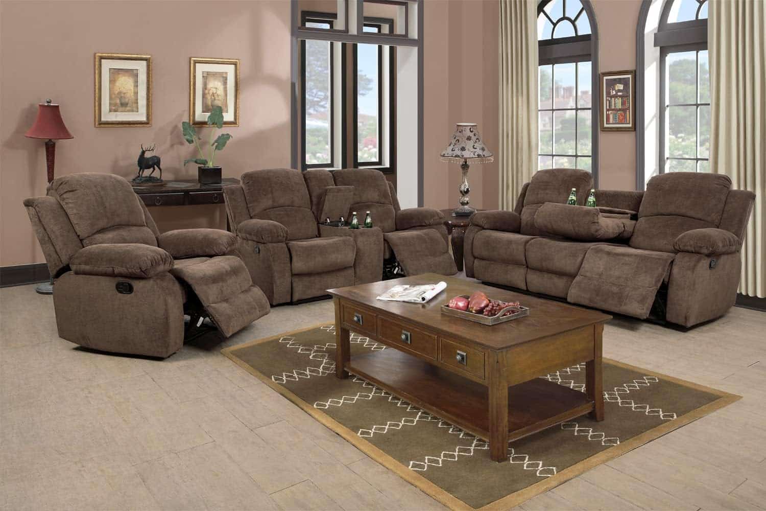 brown reclining living room set