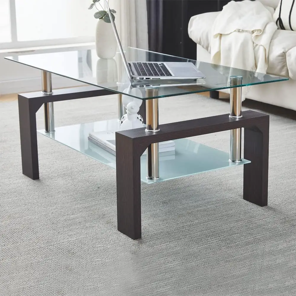 brown glass coffee table for living room