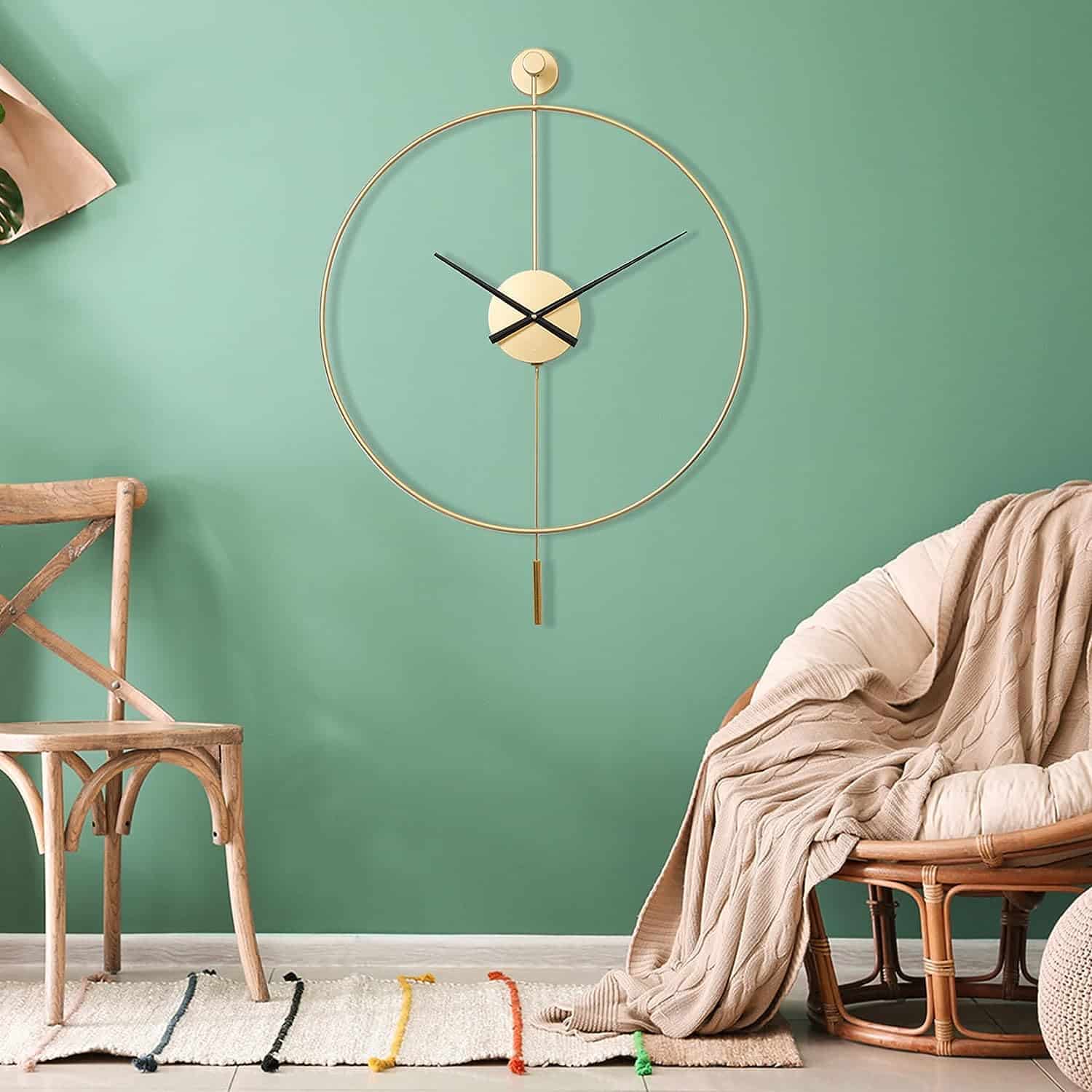 large gold living room wall clock
